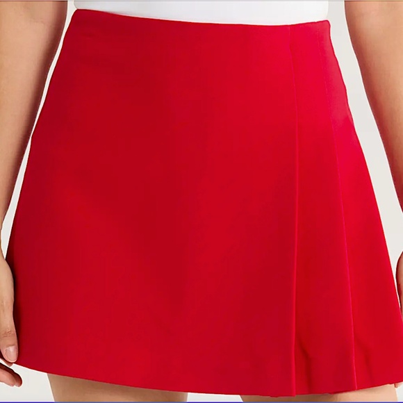 ALICE + OLIVIA  Alice + Olivia Semira Pleated Mini Skirt In Red - Picture 9 of 15